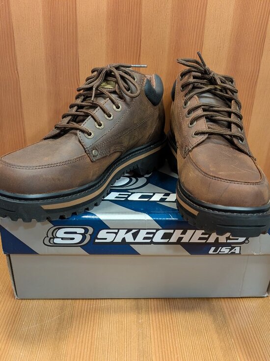 Skechers Mariner Work Boots Mens Size 11.5 Dark Brown Leather 4470/CDB - LNUC